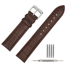 TStrap 18mm Leather Watch Strap Brown Soft, Watch Clasp Buckle Band Replacement