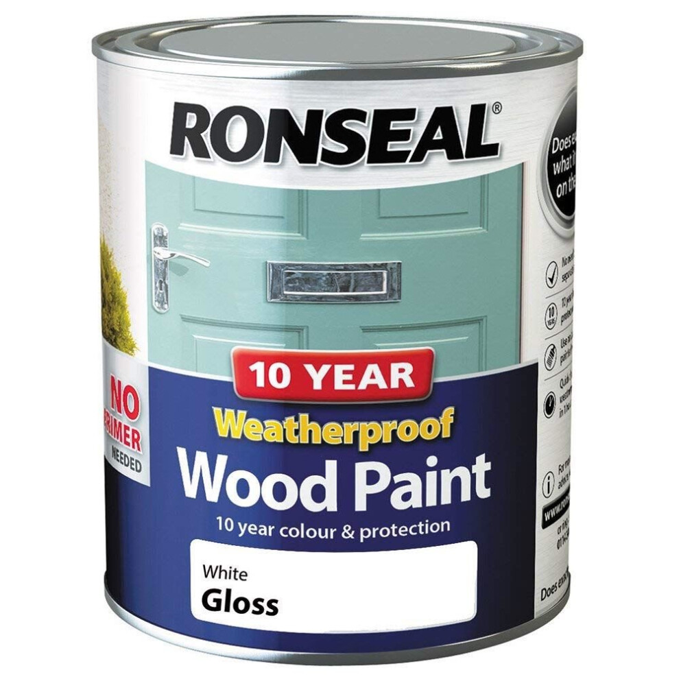 (White Gloss) Ronseal Weatherproof Exterior Wood Paint (750ml)