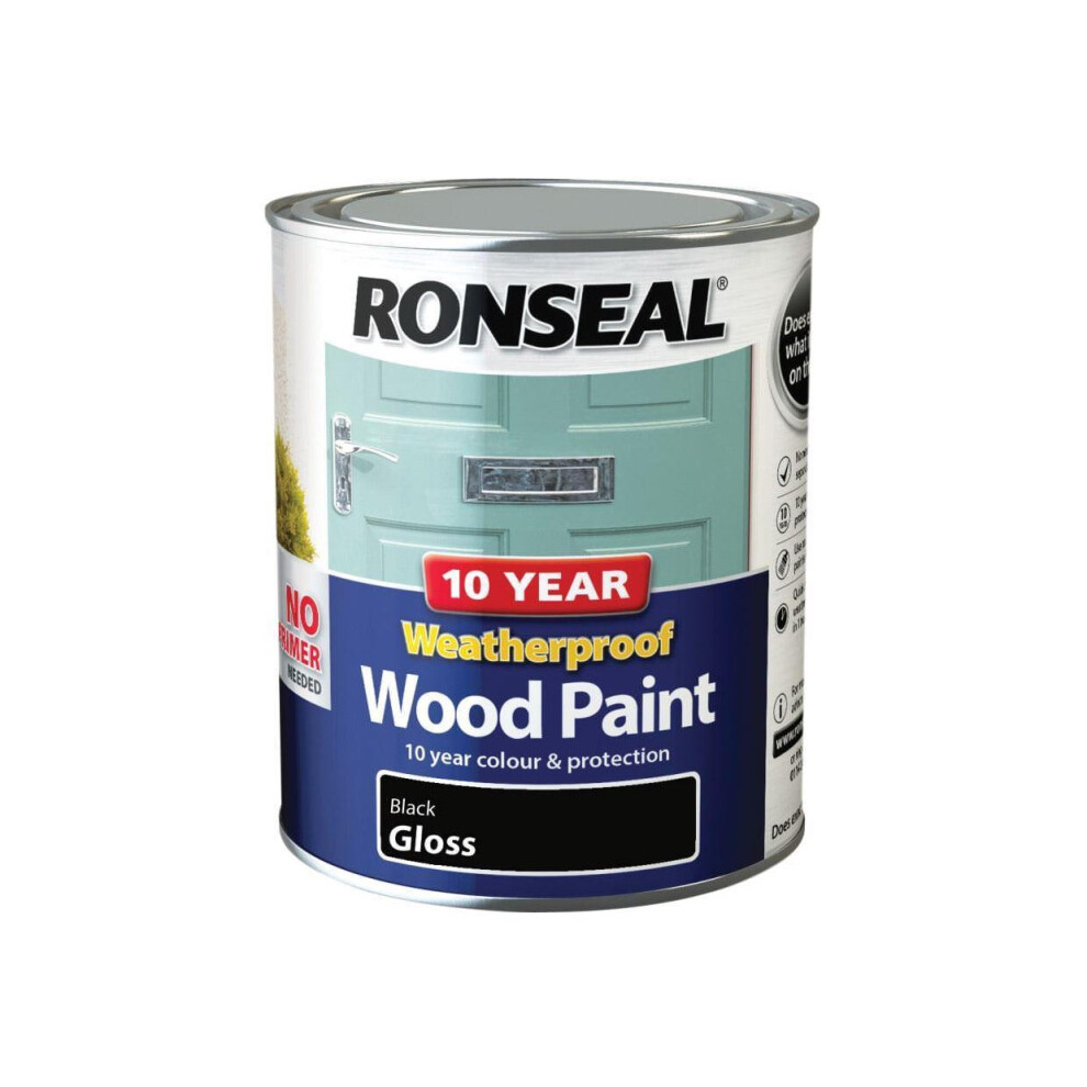 (Black Gloss) Ronseal Weatherproof Exterior Wood Paint (750ml)