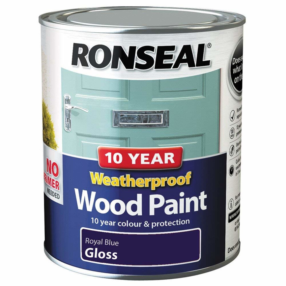 (Royal Blue Gloss) Ronseal Weatherproof Exterior Wood Paint (750ml)