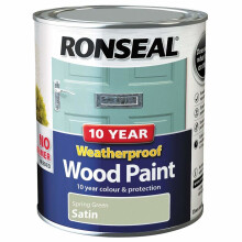 (Spring Green Satin) Ronseal Weatherproof Exterior Wood Paint (750ml)