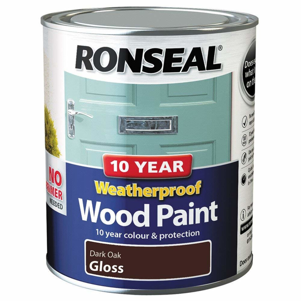 (Dark Oak Gloss) Ronseal Weatherproof Exterior Wood Paint (750ml)