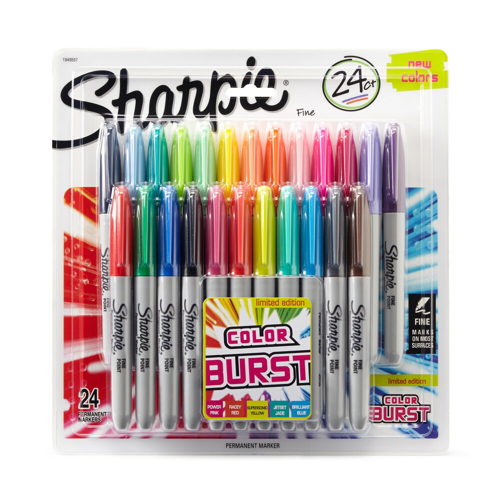 Sharpie Fine Permanent Marker - Colour Burst (Pack of 24)