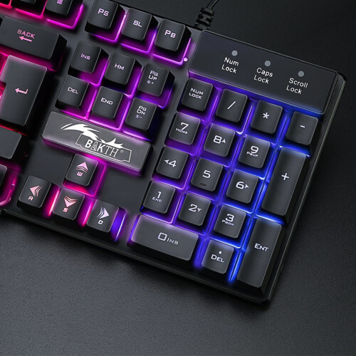 BAKTH Rainbow LED Backlit Mechanical USB Wired Gaming Keyboard Mouse Combo 1