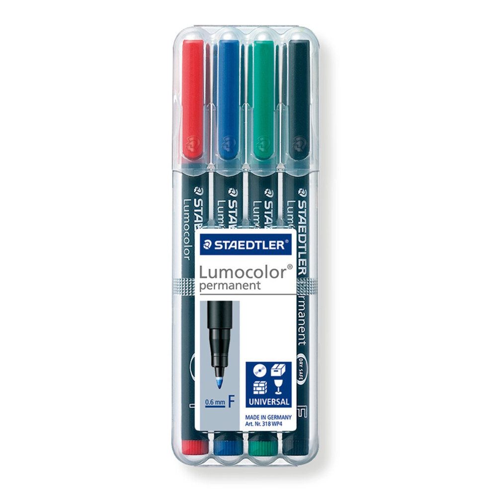 Staedtler 318 Wp4 Lumocolor Universal Permanent Fine Pens - Assorted Colours