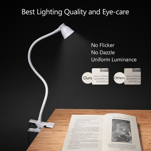CeSunlight Klem Bureaulamp, Clip op Leeslamp, 3000-6500K(Wit) 2