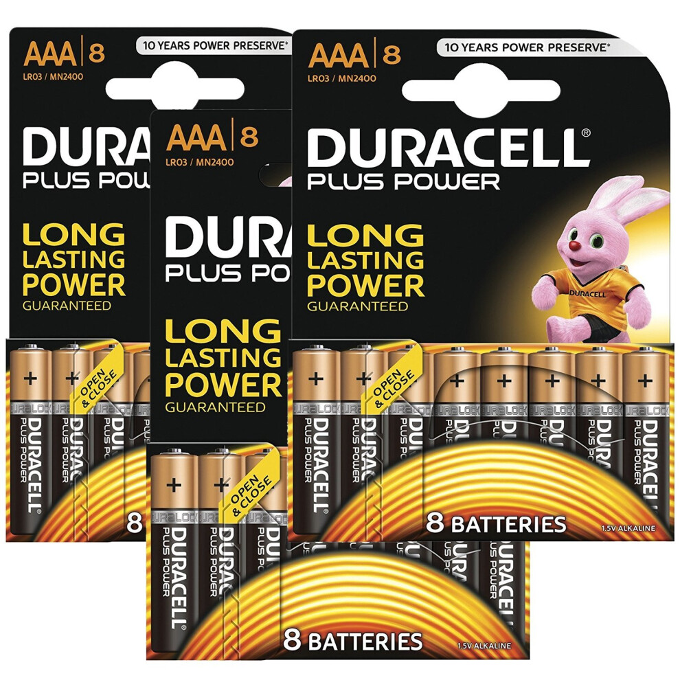 Duracell Plus Power Type AAA Alkaline Batteries, pack of 24