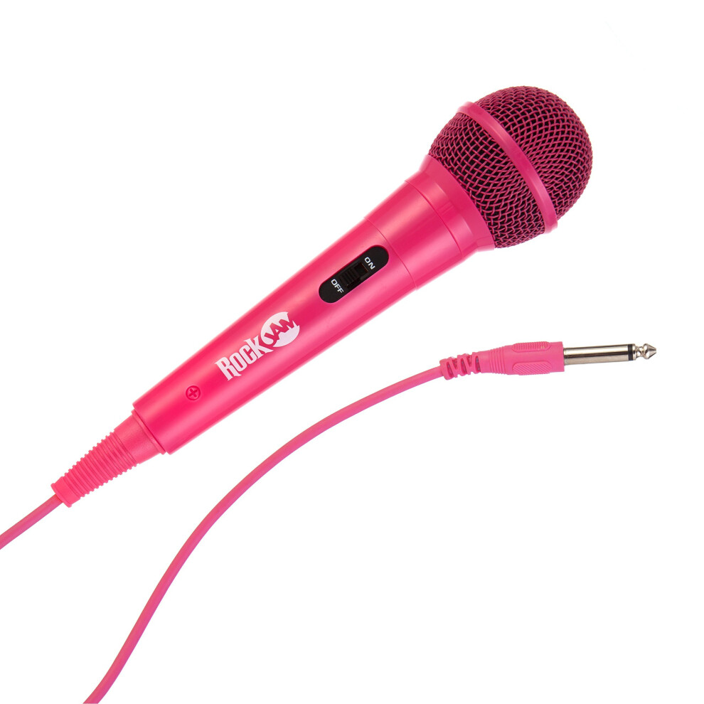 RockJam Wired Unidirectional Dynamic Microphone with 3 Metre Cord - Pink