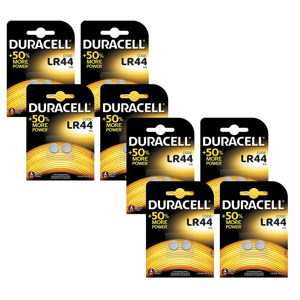 Duracell Specialty Type LR44 Alkaline Coin Batteries, pack of 16