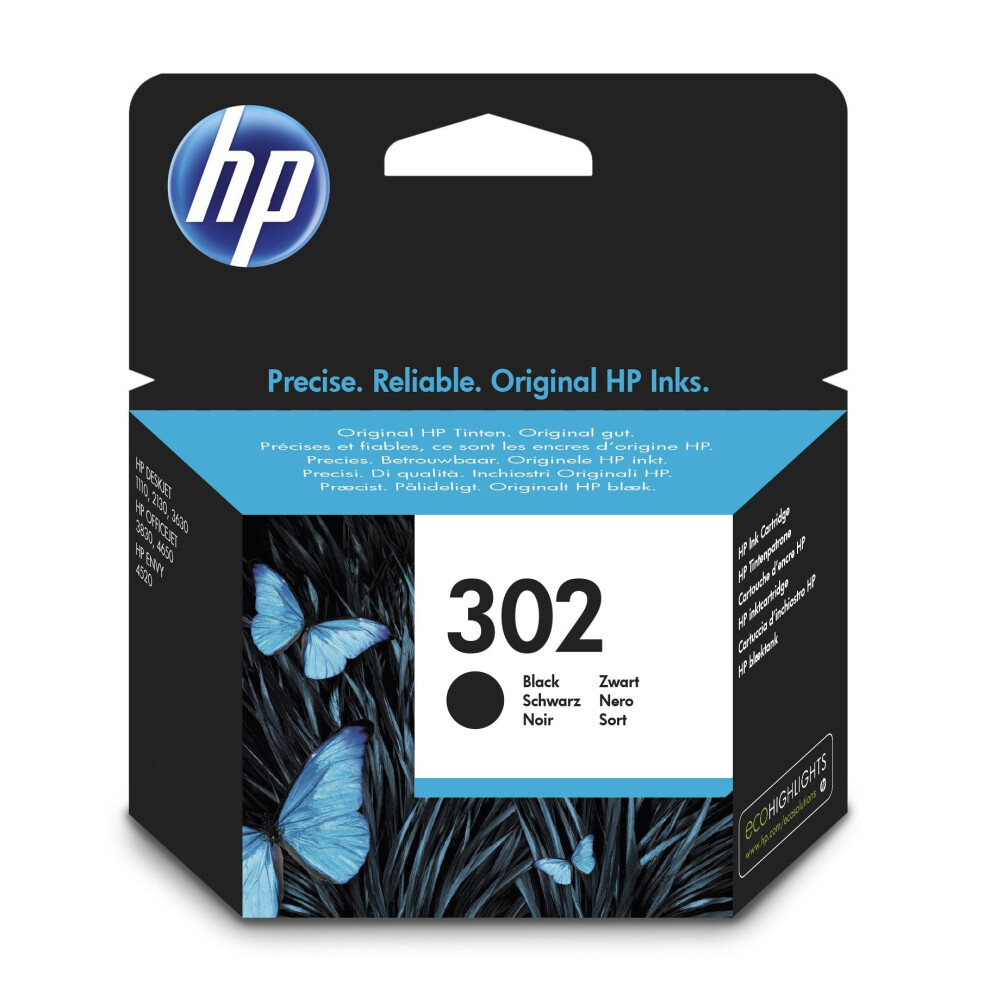 HP 302 Black Original Ink Cartridge (F6U66AE)