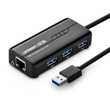UGREEN HUB USB-A 3.0 auf 3x USB-A / 1x RJ45 1000 Mbit/s - Schwarz