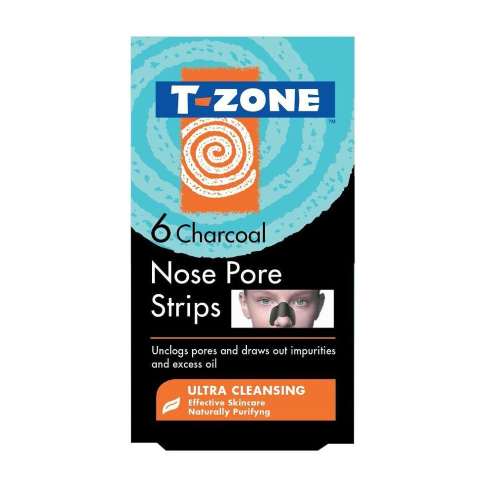 T-Zone Charcoal and Tea Tree Ultra Cleansing Nose Pore Strips - Pack of 6