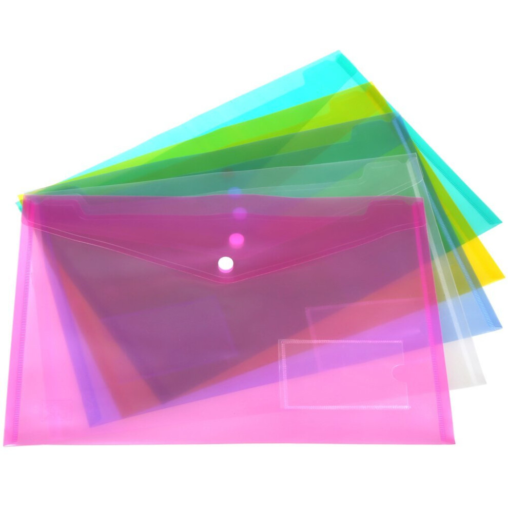 H&S 30 A4 Plastic Document Files Wallet Folder Foolscap Popper Wallets