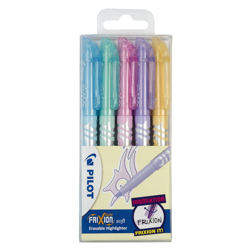 Pilot Frixion Light Soft Erasable Highlighter - Assorted, Pack of 5