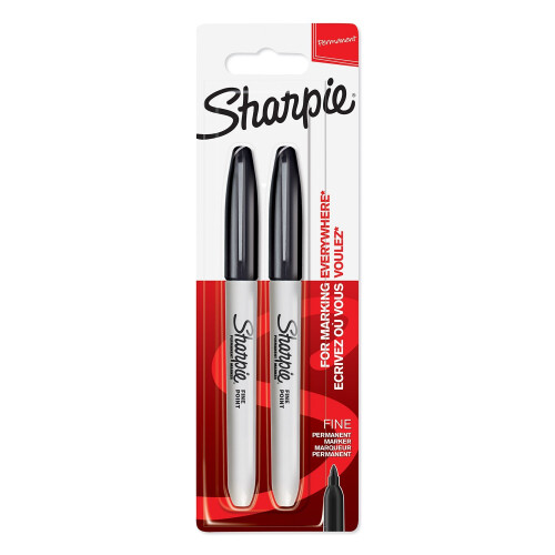 Sharpie Μαρκαδόροι Sharpie μόνιμοι, λεπτή μύτη - μαύρο, πακέτο των 2