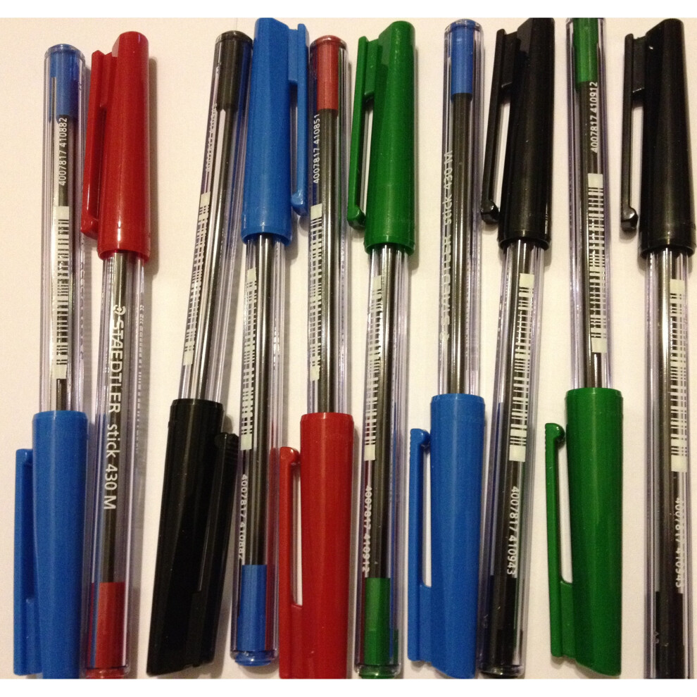 STAEDTLER Stick 430M Ballpoint Pen Medium Mixed Various Colours x 10