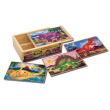 Melissa & Doug 13791 Dinosaurs 4-in-1 Wooden Jigsaw Puzzles + Storage Box (48pc)