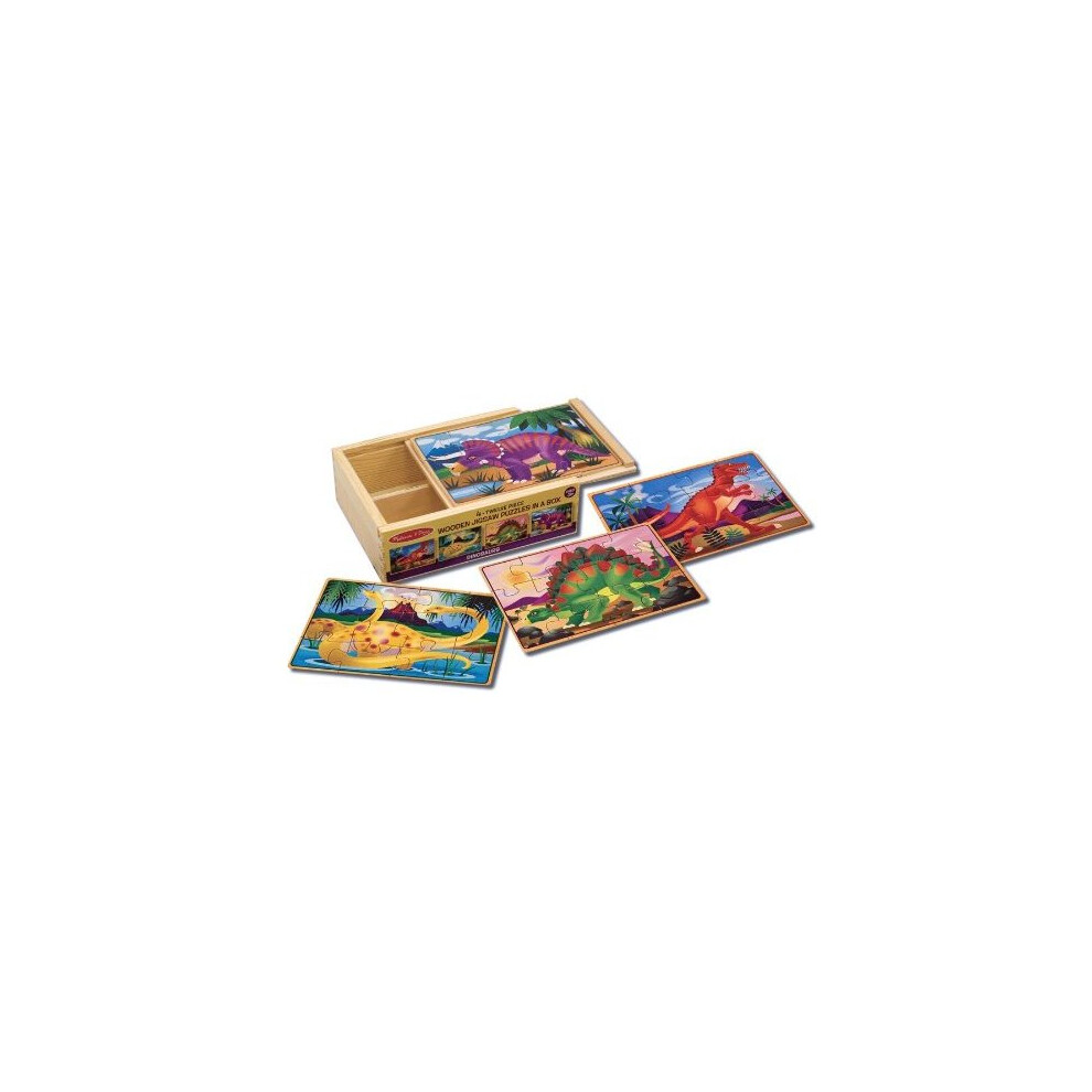 Melissa & Doug 13791 Dinosaurs 4-in-1 Wooden Jigsaw Puzzles + Storage Box (48pc)
