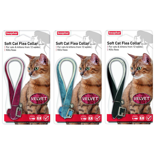 Beaphar (Velvet, 1 Pack) Beaphar Soft Cat Flea Collar - Reflective, Velvet and Sparkle