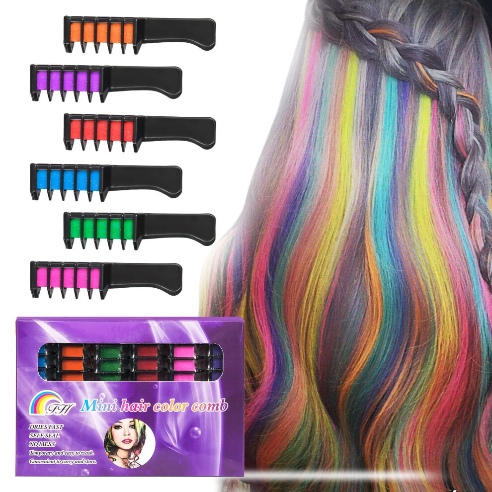 Battop Cream 6Pcs Hair Chalk Comb Temporary Bright Hair Color