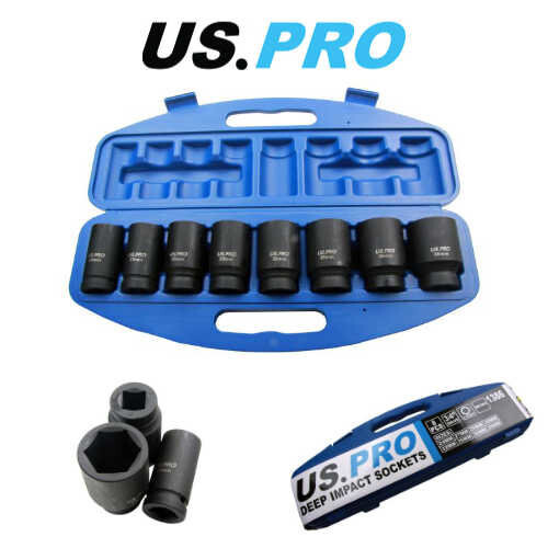 us pro US PRO 8pc 3/4" Drive Deep Impact Sockets 24, 27, 29, 30, 32, 35, 36, 38mm