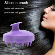 (Purple) Silicone Scalp Shampoo Massage Brush Washing Massager Shower Head Hair Comb