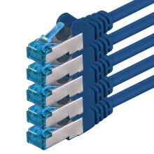 5m | blue - 5 pieces | CAT6a Network cable | CAT 6a | S-FTP | double shielded | PIMF | 500MHz | patch cable | compatible with CAT 5 / CAT 6 / CAT 7...