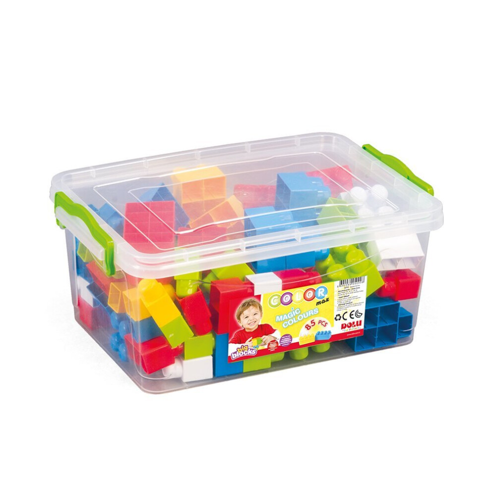 Dolu Big Colour Stacking blocks In Plastic Box (85 Pieces)