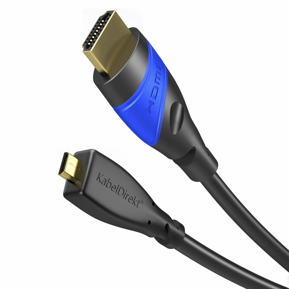 Kabeldirekt 2M Micro Hdmi To Hdmi Cable Compatible With (Hdmi 2.0A/B, 2.0, 1.4A, 4K Hdmi Cable, Hdmi To Hdmi, 4K@60Hz,1080P Fullhd, Uhd, Ultra Hd,... 799422538023