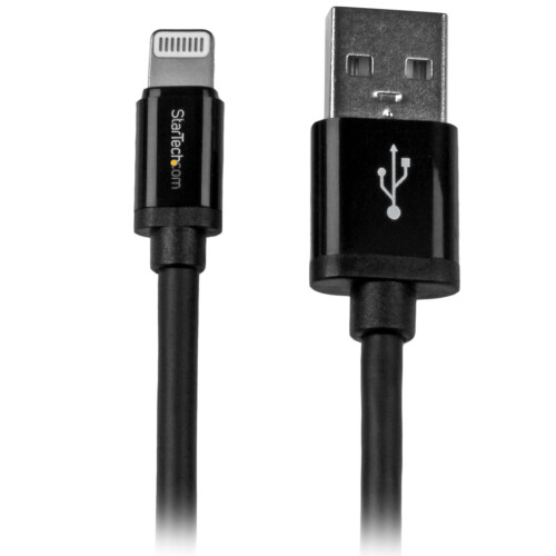 StarTech.com StarTech.com 2m (6ft) Long Black Apple® 8-pin Lightning Connector to USB Cable for iPhone / iPod / iPad - Charge and Sync Cable