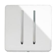 Trendi 2 Gang 1 Way Artistic Modern Glossy 10 Amp Rocker Tactile Light Switch White ART-SS3WH