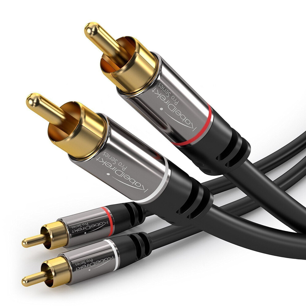 Kabeldirekt 3M Rca Audio Video Cable/Cord (2 Rca To 2 Rca, Amplifiers, Av-Receivers, Hi-Fi, Digital & Analogue, Double Shielded) Pro Series 797698090030
