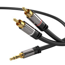 KabelDirekt 3m Aux/3.5mm to RCA Splitter Cable (Audio & Auxiliary Cable, 3.5mm Aux to 2 RCA, Hi-Fi, Stereo, Phone, iPod, Double Shielded) PRO Series