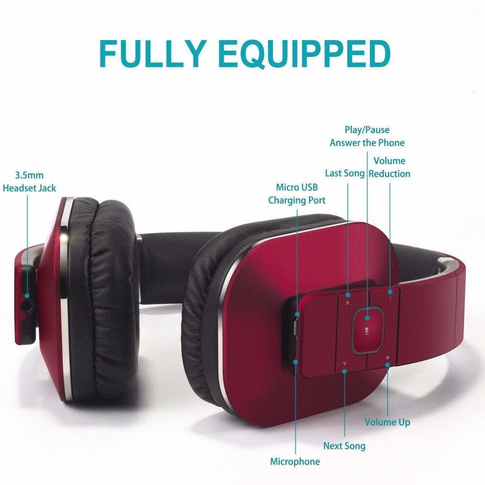 august-ep650-bluetooth-wireless-headphones---custom-sound-control-with-android-ios-app-and-bluetooth-v4-2--nfc-and-aptx-ll-low-latency----red