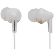Panasonic RP-HJE125E-W Ergo Fit In-Ear Headphones - White | 3-Size Ear Pads, OctaRib Diaphragm, 10-24 kHz, 3.6 ft Cord