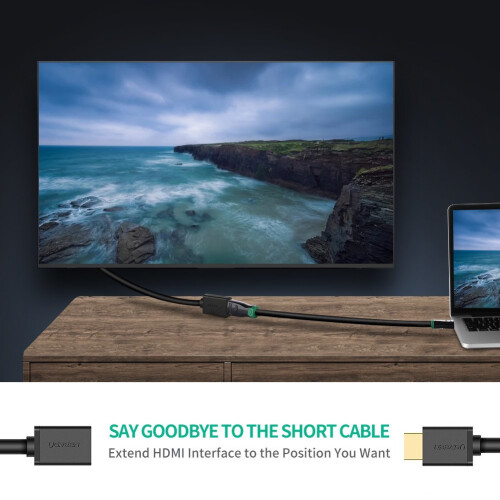 HDMI han til HDMI hun kabel UGREEN HD107, FullHD, 3D, 2m (sort) 1