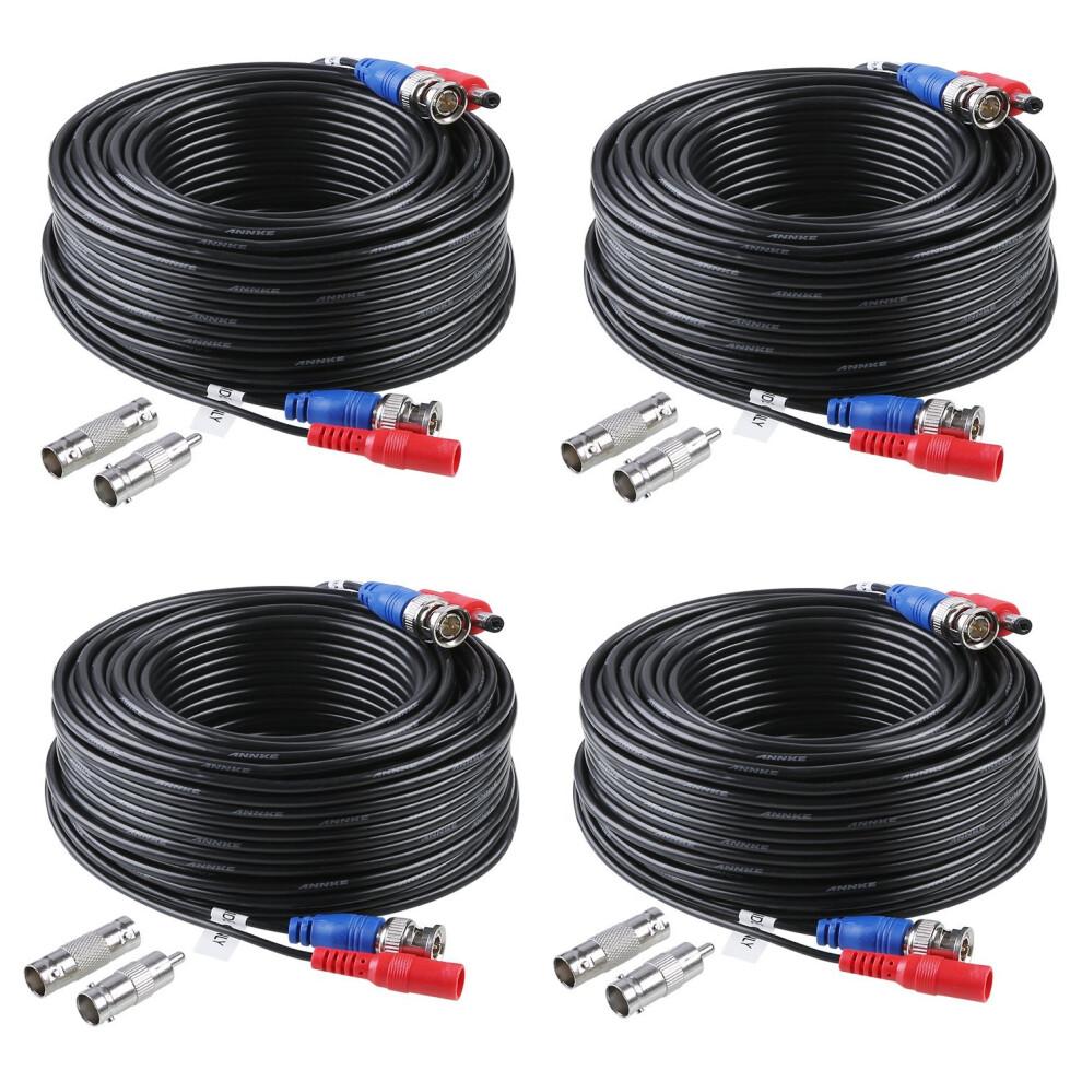 ANNKE 4 Pack 30M 100 Feet BNC Video Power Cable Security Camera Cable for CCTV Surveillance DVR System Installation, Free BNC RCA Connector Included