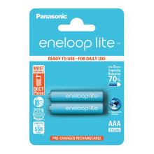 Panasonic Eneloop Lite AAA Micro 550mAh Eneloop NiMH Ready to Use Rechargeable Battery BK 4LCCE/2DE (2 Eneloop Lite Batteries)
