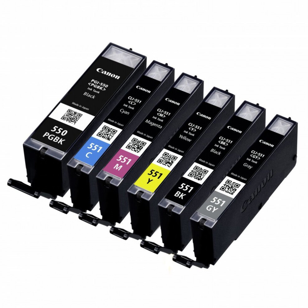 Canon Ink Cartridge for Pgi550Pgbk/Cli551 - Multicolour (Pack of 6)