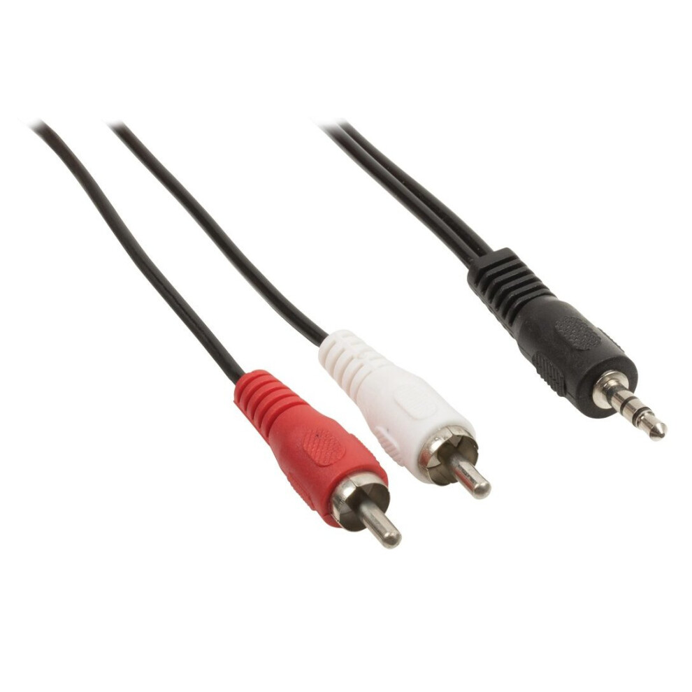 Valueline 1m 3.5mm Male to 2x RCA Male Jack Stereo Audio Adapter Cable - Black