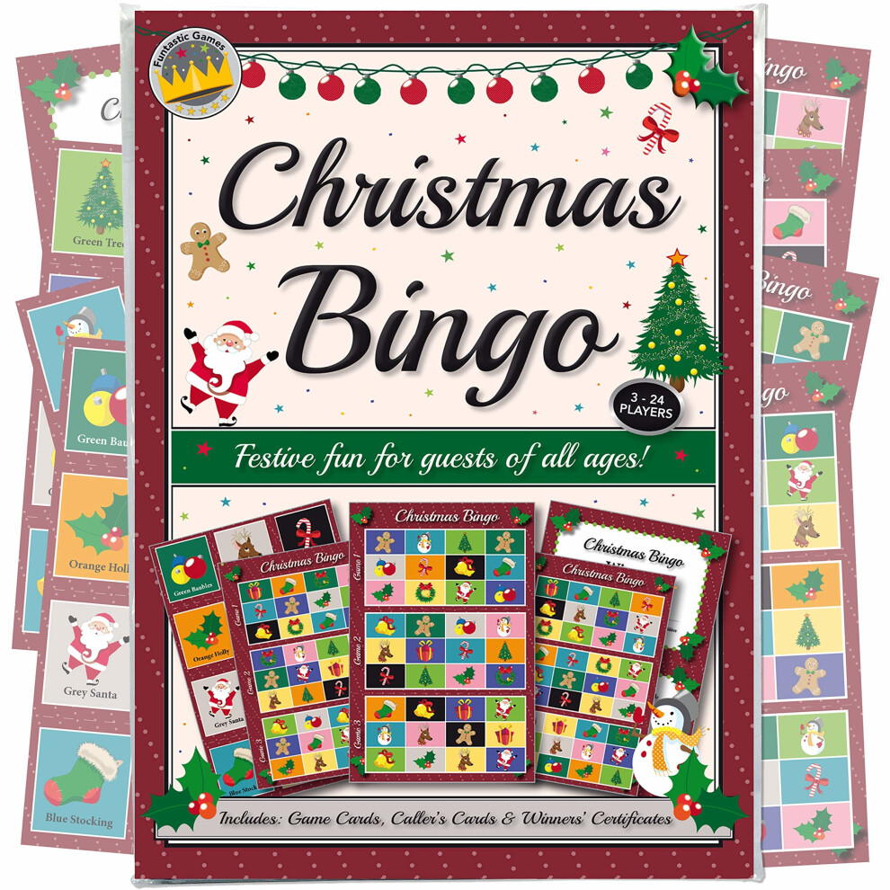 CHRISTMAS PARTY BINGO GAME: FUN & GAMES FOR FAMILY, OFFICE AND KIDS XMAS PARTIES WITH FREE CERTIFICATES. Ideal novelty gift idea for adults, groups...