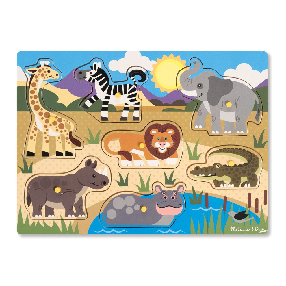 Melissa & Doug Safari Wooden Peg Puzzle (7 Pcs)
