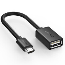 Cavo piatto OTG Ugreen Micro USB (maschio) a USB-A (femmina), 0,15 m - Nero