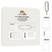 Mobi Lock 4 in 1 Sim Card Adapter (Micro, Nano and Standard Sim) Compatible with iPhone X, 8 Plus, 8, 7 Plus, 7 and All iPhone Series, Samsung,...