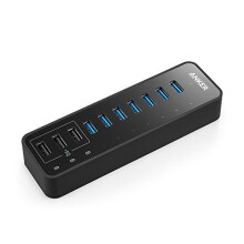 Anker® 60W 7-Port USB 3.0 Data Hub, 3 PowerIQ Charging Ports, Guaranteed Safety