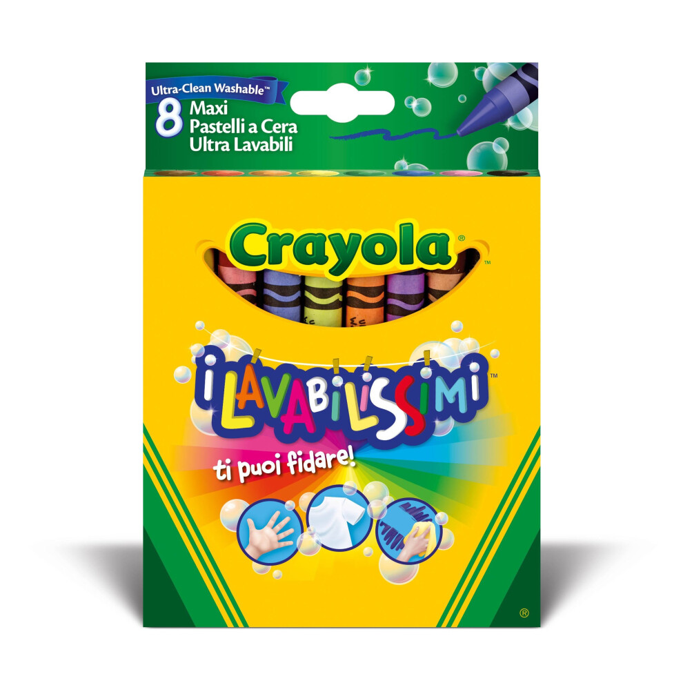 Crayola Ultra Clean Crayons (8-Piece, Large) - 8 bright, washable colors; skin, fabric & surface-safe; double wrapped (52-3282-E-000)
