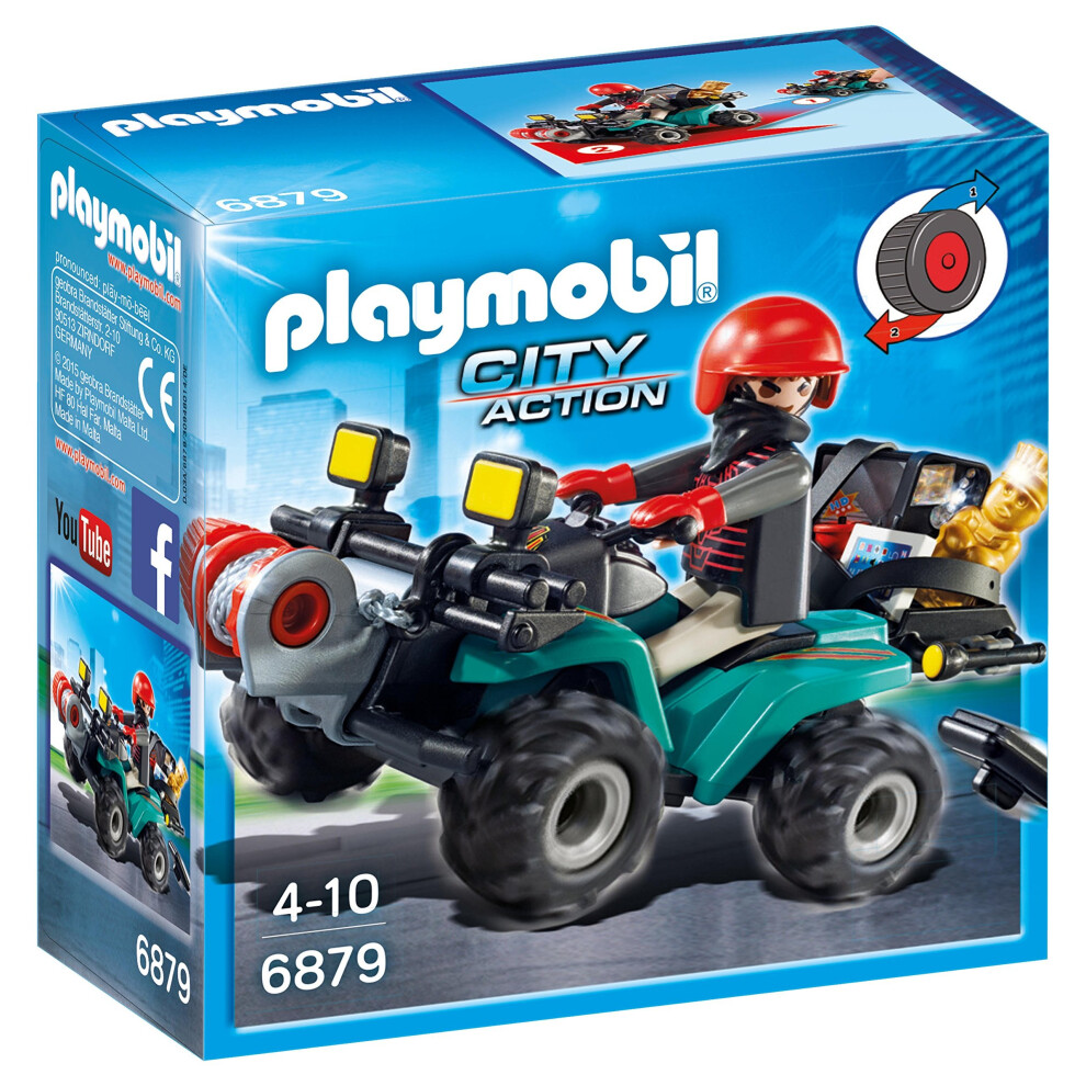Playmobil 6879 City Action Robber's Quad With Loot With Pullback Motor