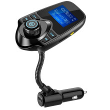 FM Transmitter, Nulaxy Wireless In-Car Bluetooth FM Transmitter Radio Adapter Car Kit with 1.44 Inch Display and USB Car Charger -Black