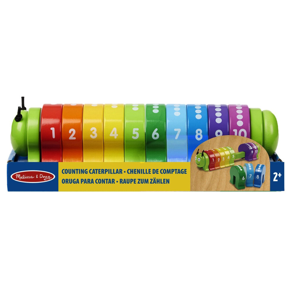 Melissa & Doug Counting Caterpillar - Classic Wooden Toy With 10 colourful Numbered Segments