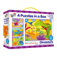 Galt Toys Dinosaurs: 4 Puzzles in a Box (12/16/20/24 pcs) Ages 3+, C-1004735